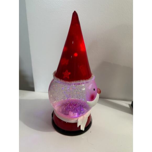 Glass Santa Head Snow Globe Working Lights Red - Picture 4 of 9